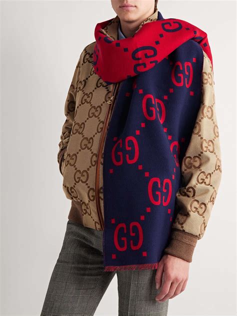 gg wool blend logo scarf gucci|gg wool jacquard scarf.